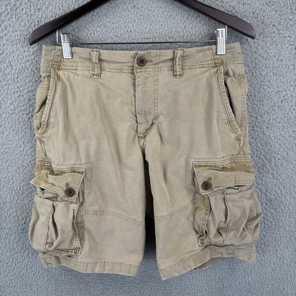American Eagle Cargo Shorts Mens 32 Tan Khaki Baggy Y2K